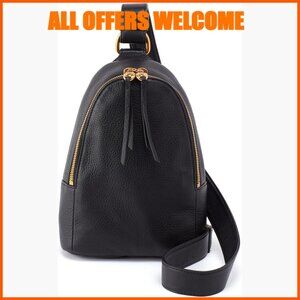 Genuine Leather Sling Bag Crossbody Purse Adjustable Strap